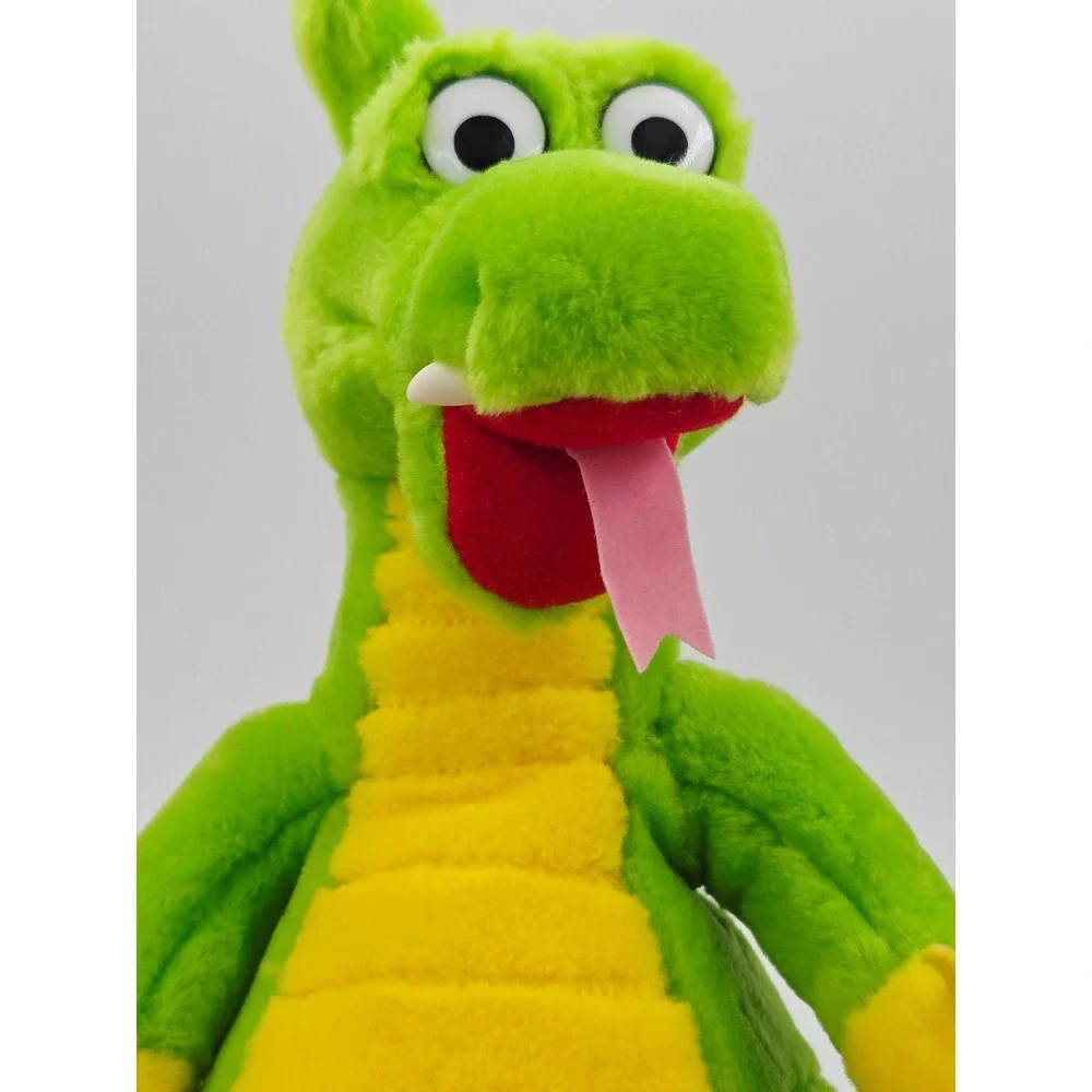 Vintage Dudley the Dragon Plush Stuffed Animal 90s TV Show Green Dragon Sneakers